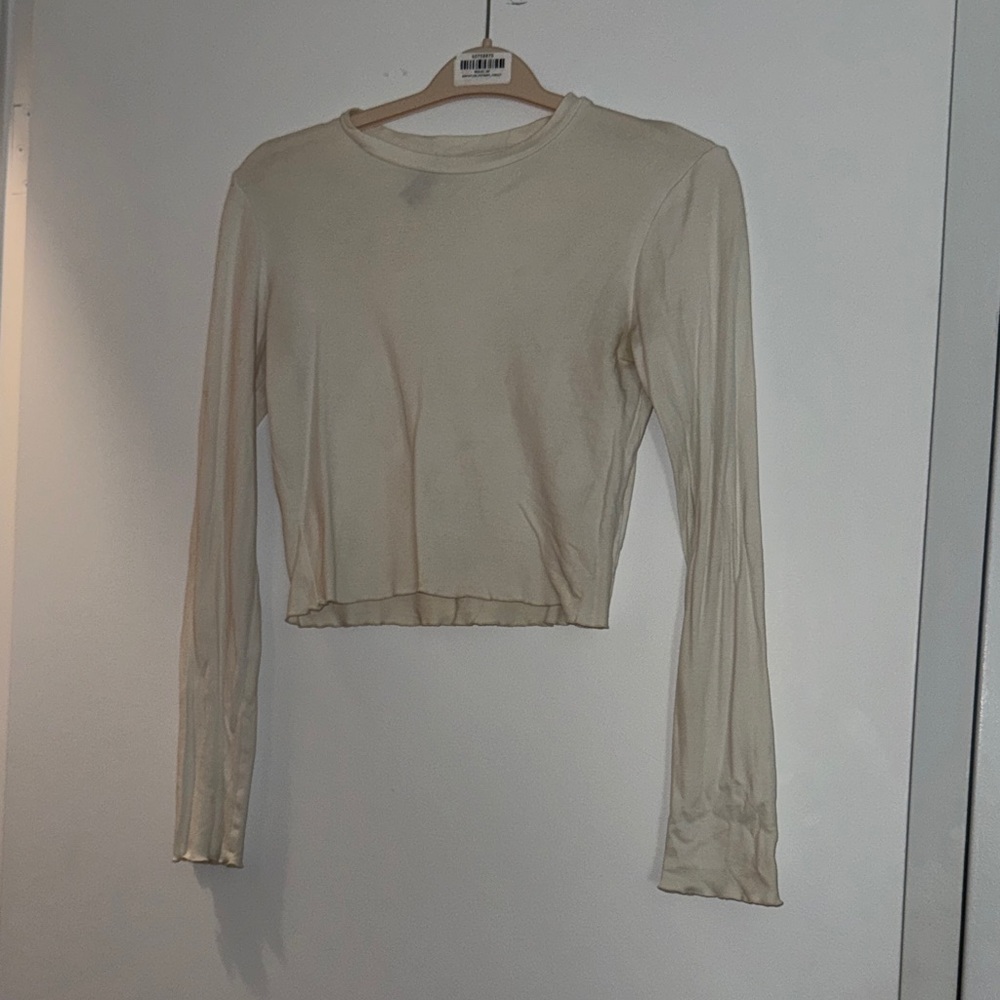 Something Navy Cream Long Sleeve Crop Top
